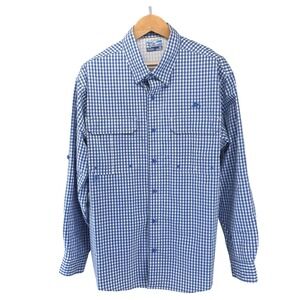 World Wide Sportsman Mens 2XL Blue Gingham Vented Fishing Shirt Long Sleeve